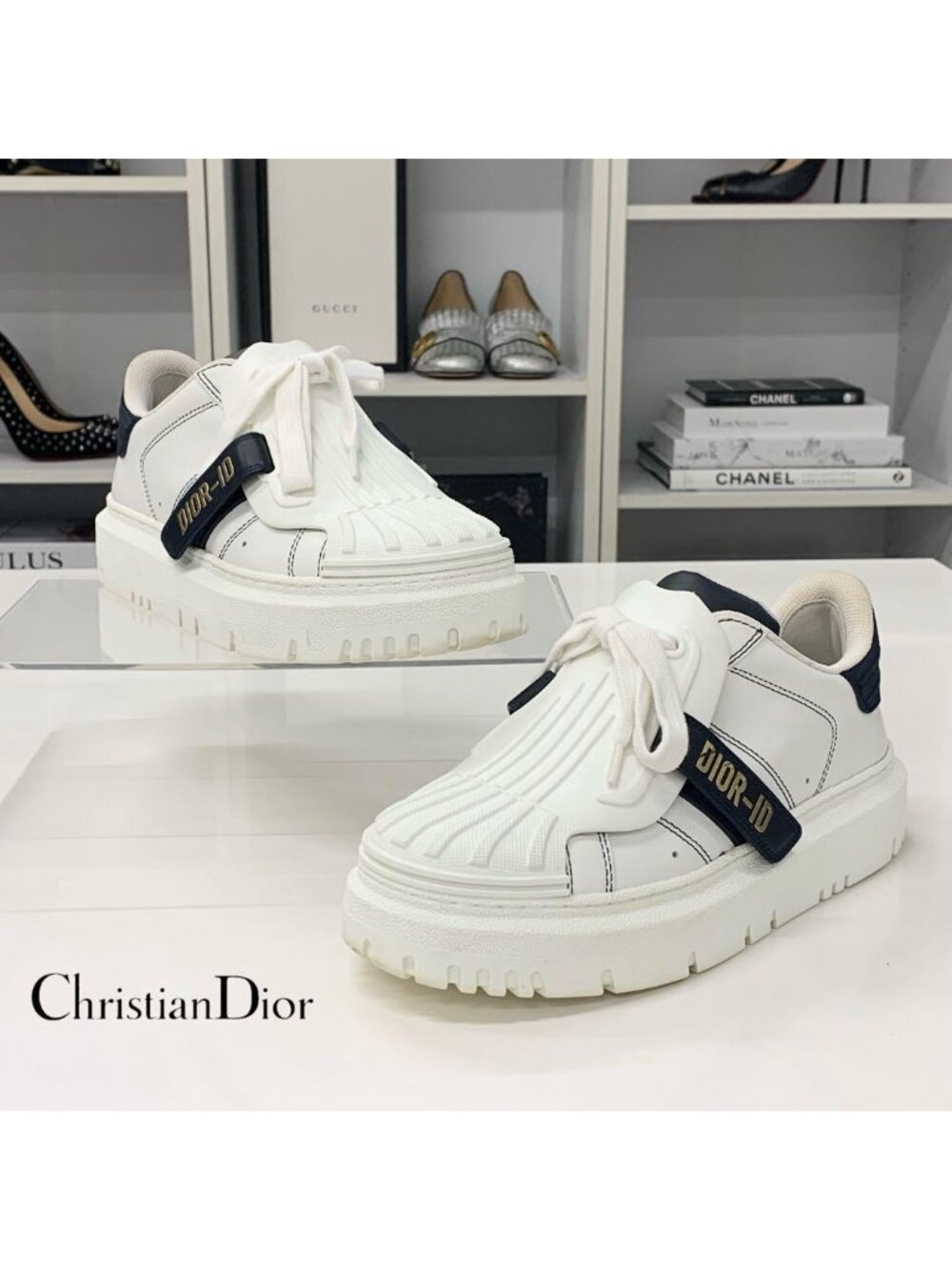 Dior Id Logo Leather Rubber Sneakers